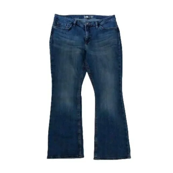 Product image for Lee Regular Fit Bootcut Mid Rise Dark Wash Denim Size 14P