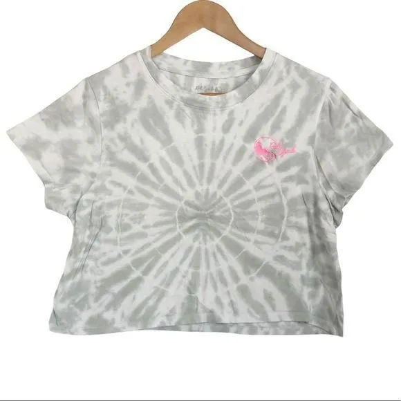 Product image for Reef Legends Crop Top Tie Dyed Tee Shirt Embroidered Logo Gray Size M