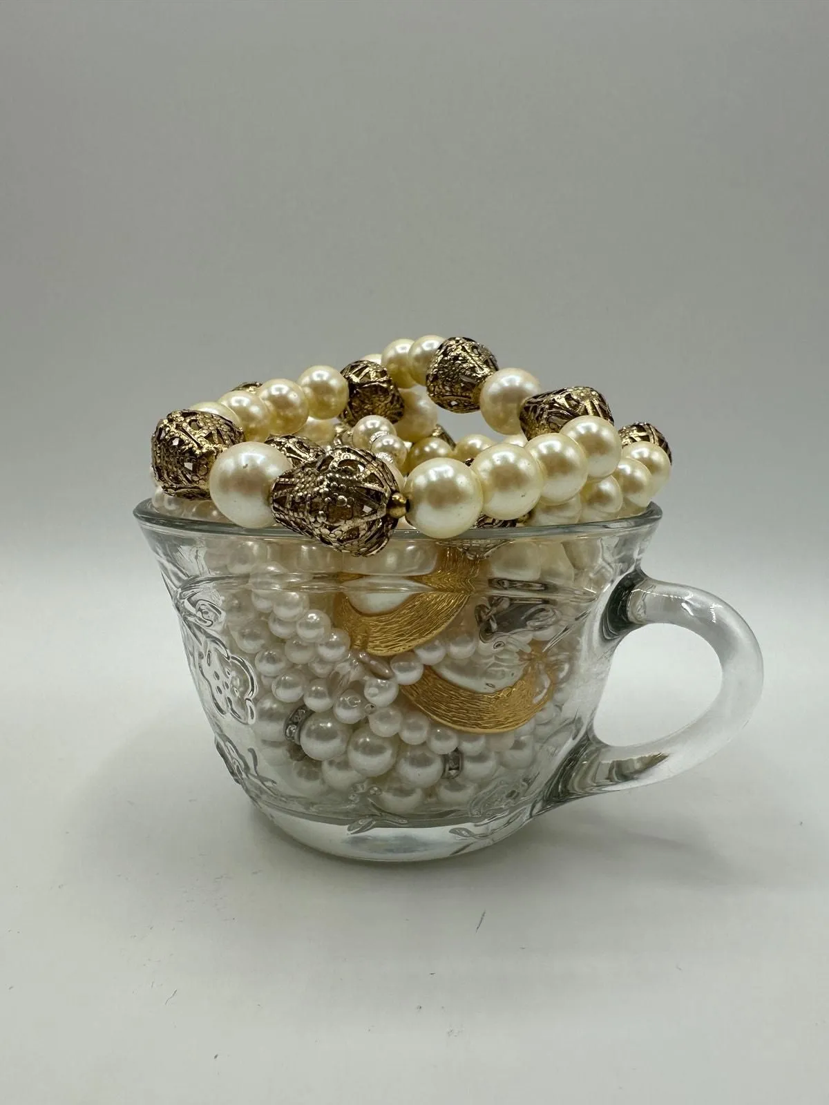 Product image for Vintage Anchor Hocking Savannah Punch Cup Mystery Pearl Necklace Jar VTG to Mod
