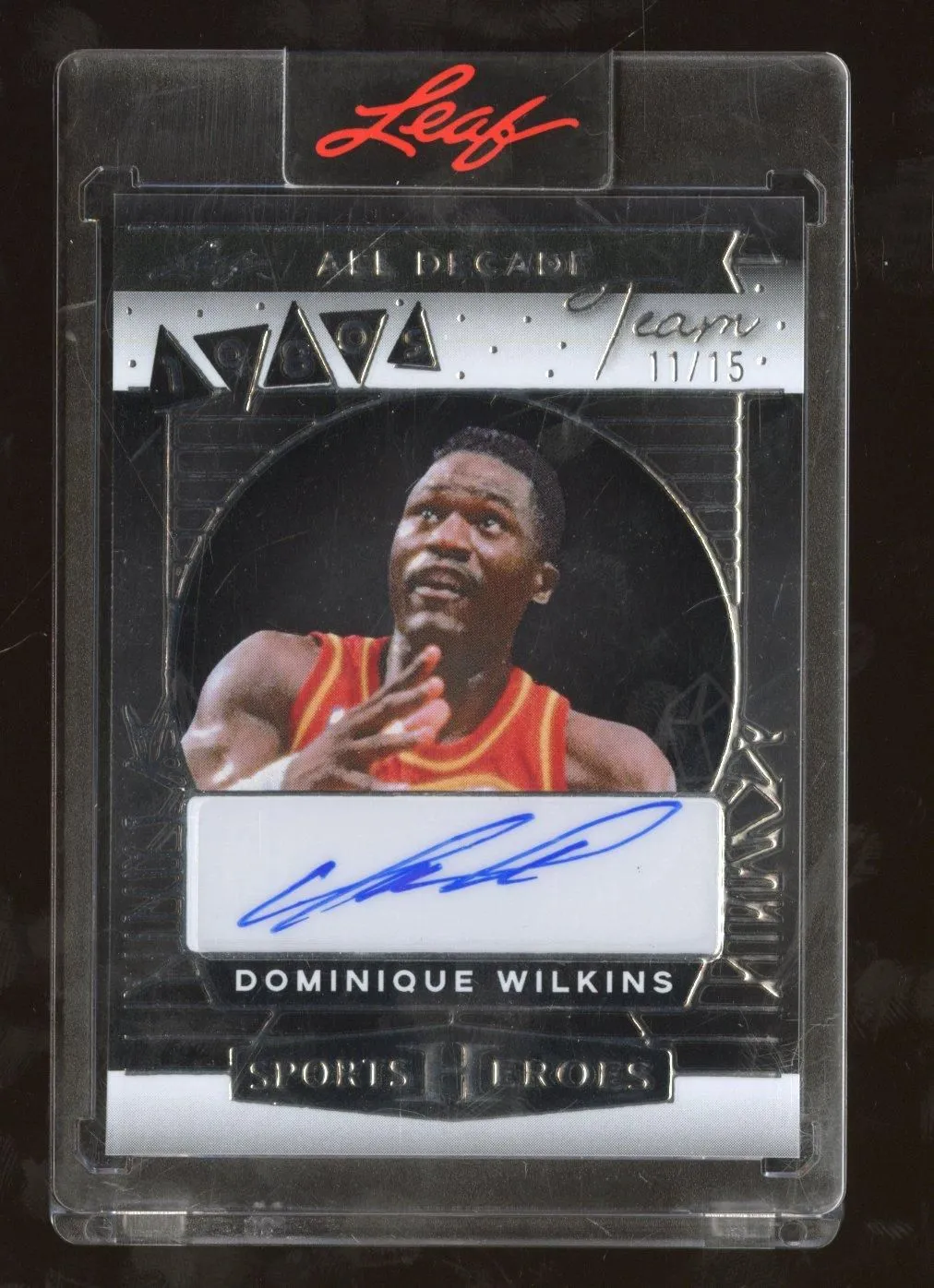 Product image for 2025 Leaf Sports Heroes Dominique Wilkins #DBA-DW1 Acetate All-Decade Auto 11/15