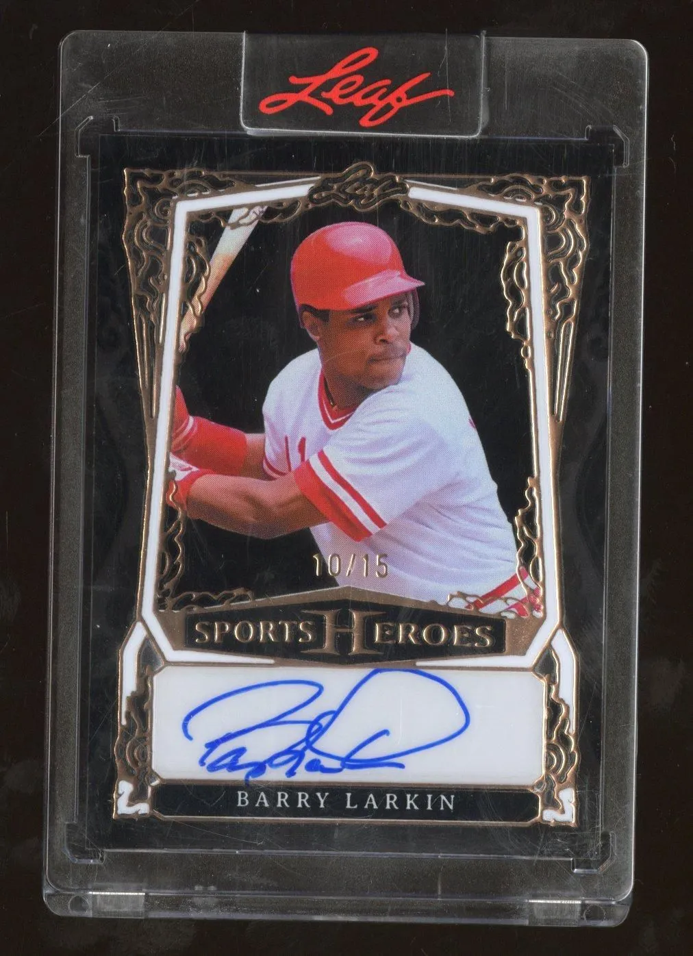 Product image for 2025 Leaf Sports Heroes Barry Larkin #BA-BL2 Acetate Auto 10/15
