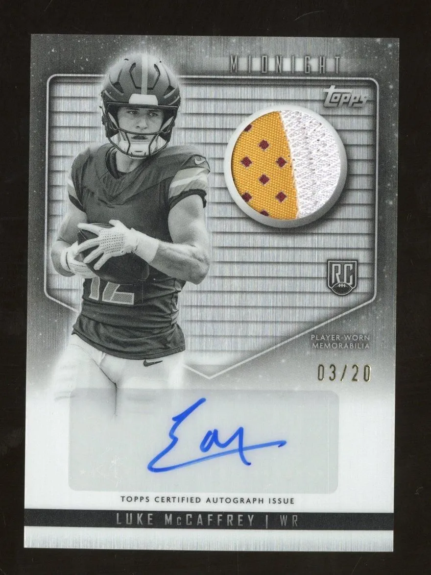 Product image for 2024 Topps Midnight Luke McCaffrey #RJA-LM Equinox Auto Relic 03/20 RC