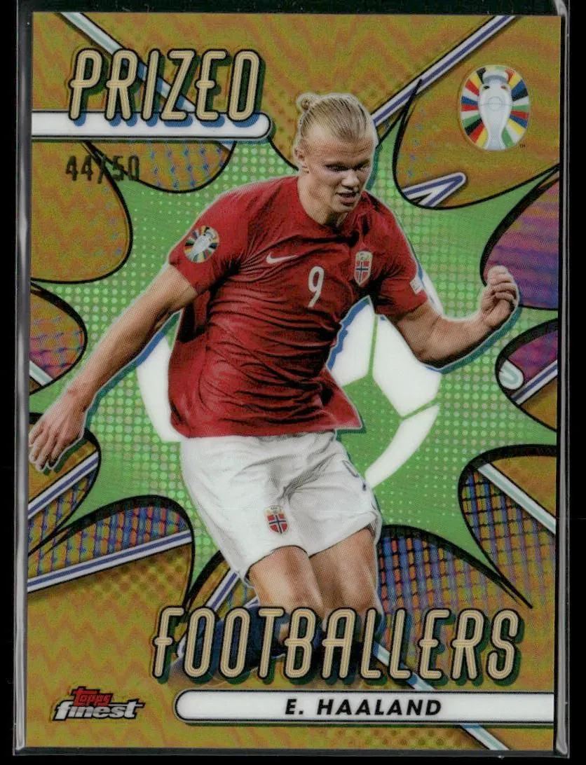 Product image for 2023 Topps Finest Erling Haaland #PF-EH Gold 44/50 Prized Footballers