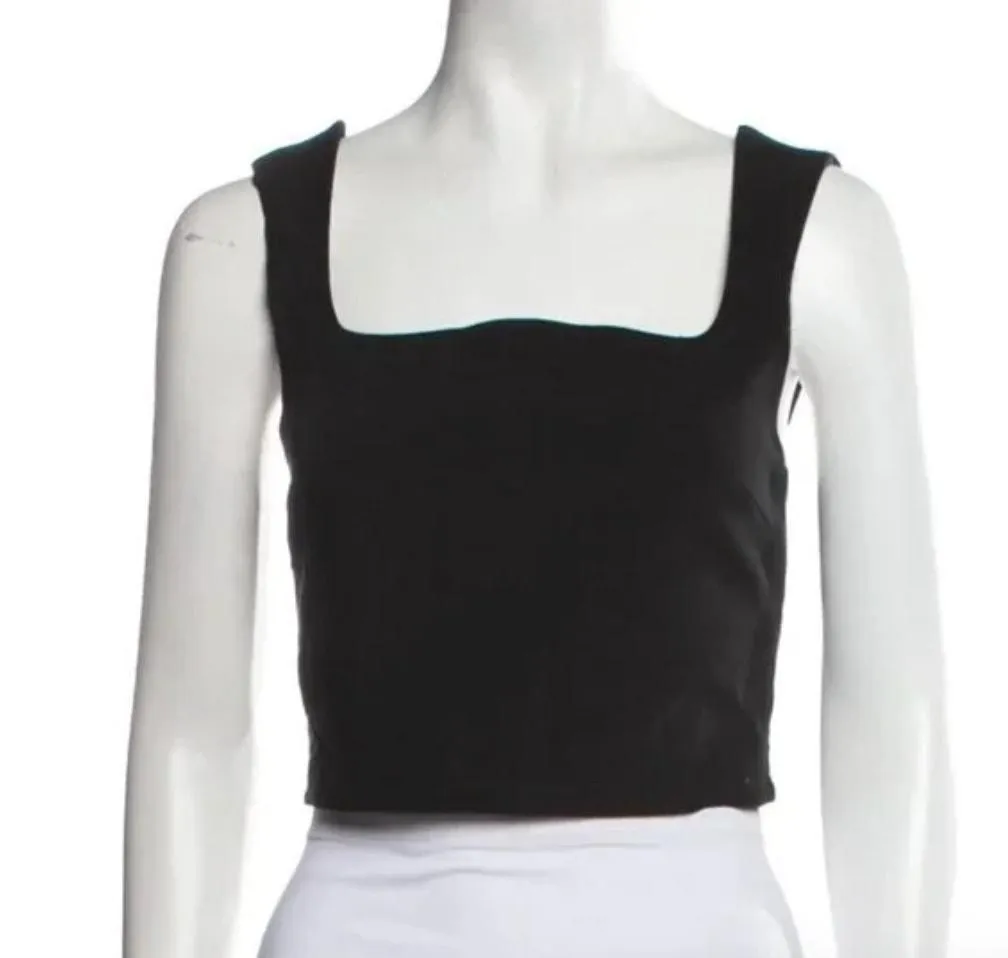 Product image for (XS) $100 Reformation Square Neck Black Crop Top - 100 - XS - Tops - pre-owned---good - Reformation