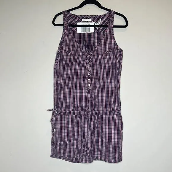 Product image for LOOMSTATE ORGANIC Purple plaid organic cotton Romper