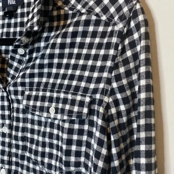 Product image for 210- PAIGE Denim Black and White Button Front Blouse