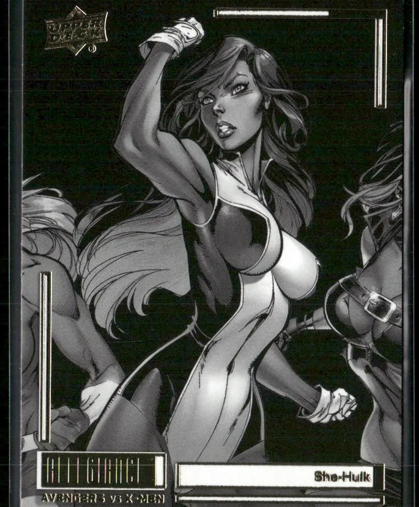 Product image for 2023 UD Marvel Allegiance Avengers vs X-Men Card C86 She-Hulk Black & White