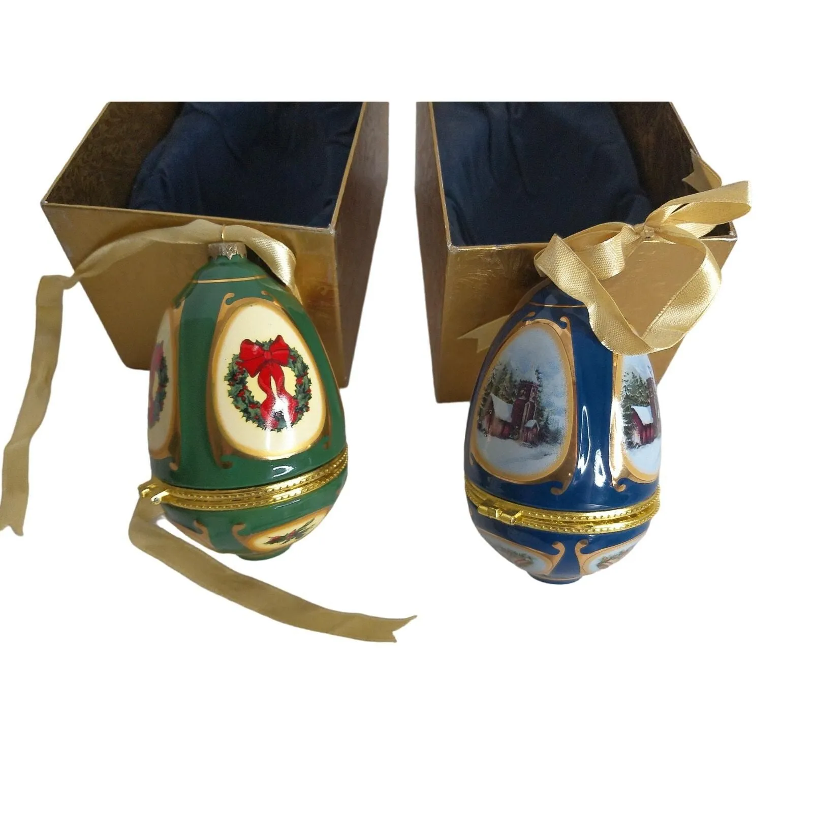 Product image for Mr Christmas Valerie Par Hill Musical Egg Ornament Boxed SET OF 2 READ