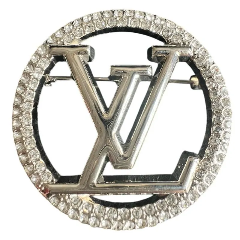 Product image for Louis Vuitton Silver Circle LV Monogram Crystal Brooch (LVXX014) - new