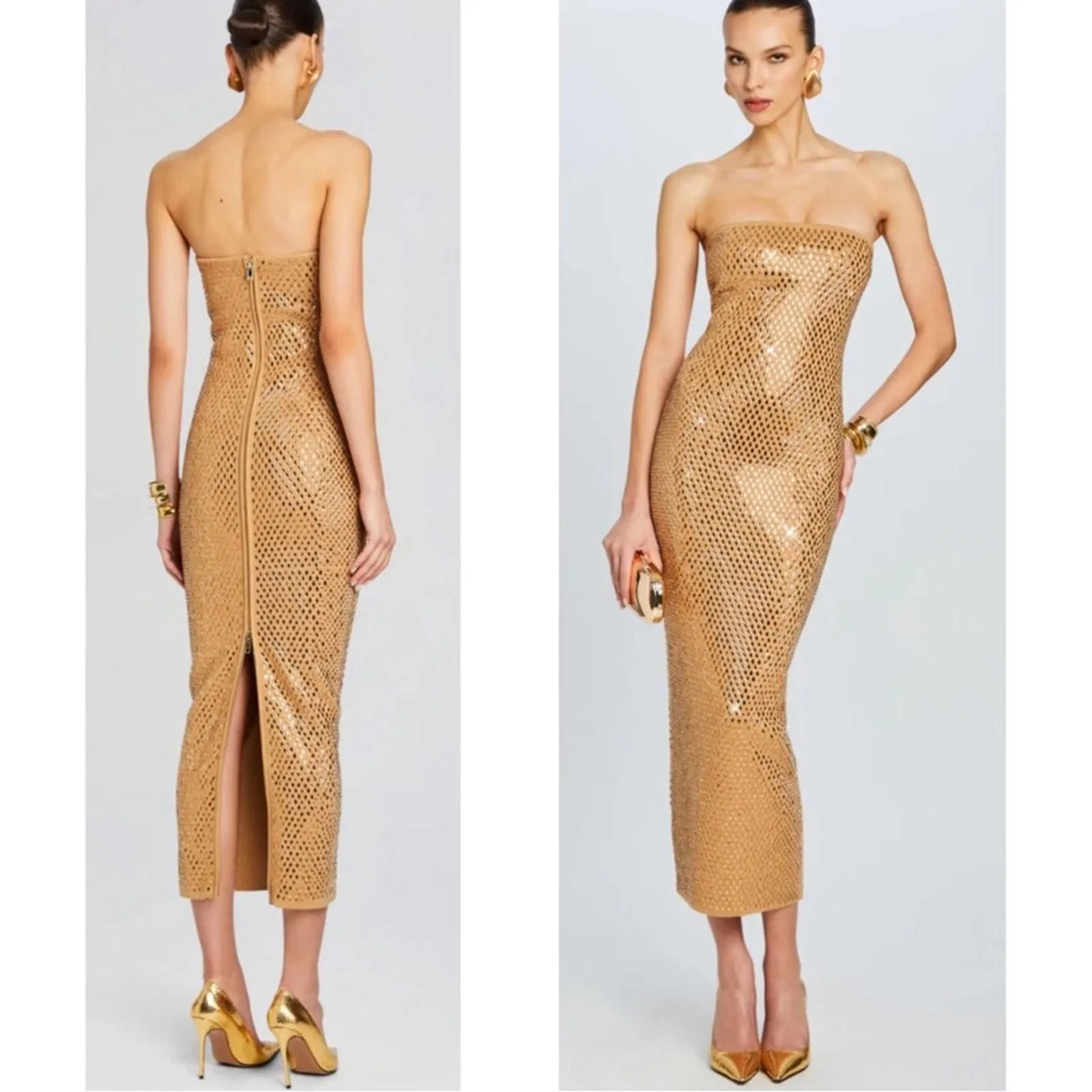 Retrofte Women's Boa Dress - Iridescent Gold - Size XL