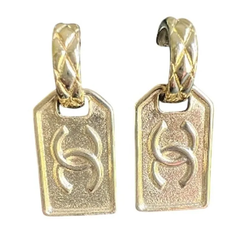 Product image for Chanel Gold CC Tag Large Dangle Earrings 2021 Classic Collection (CCXX029) - new