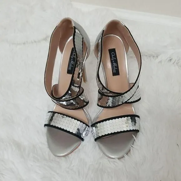 Product image for New ONLY MAKER Silver Sequins Heels size 7