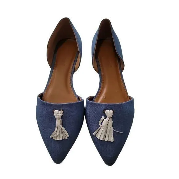 Product image for Southern Proper Blue Flats with Tassle Sz 8 NWOT