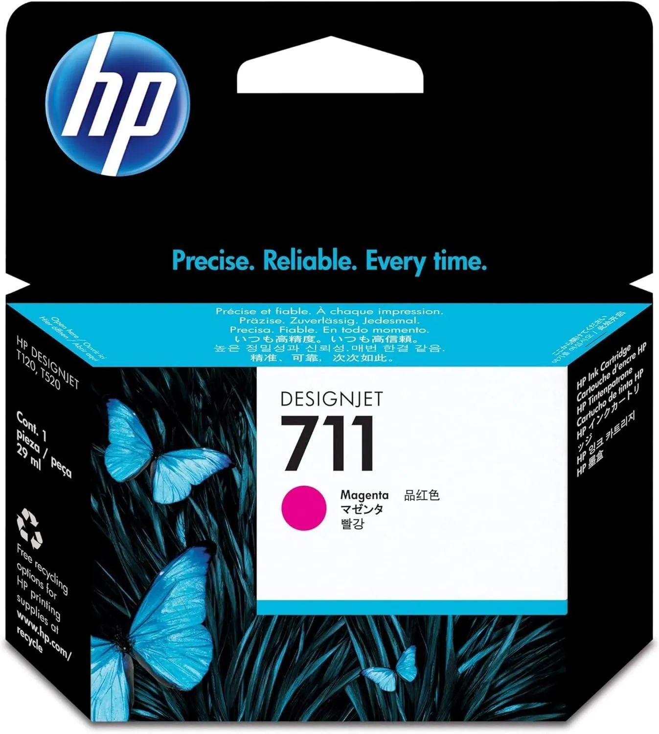 Product image for HP 711 Magenta 29-ml Genuine Ink Cartridge (CZ131A) for DesignJet T530, T525 Etc - Magenta Ink Cartridge - brand-new