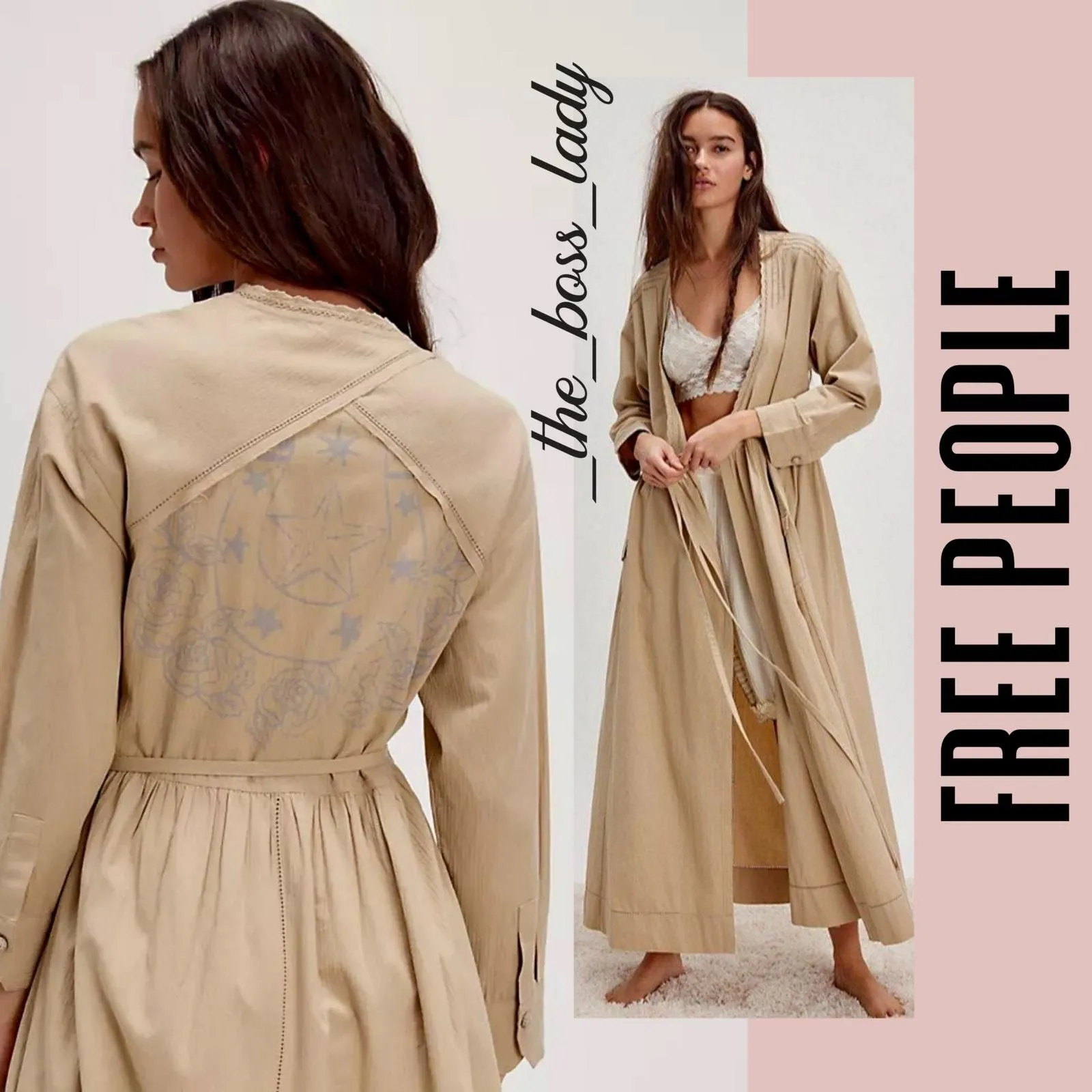 Product image for Free People maxi robe pleated wrap lace trim cotton floral print XS / Small - Tops - XS - new-without-tags - Free People