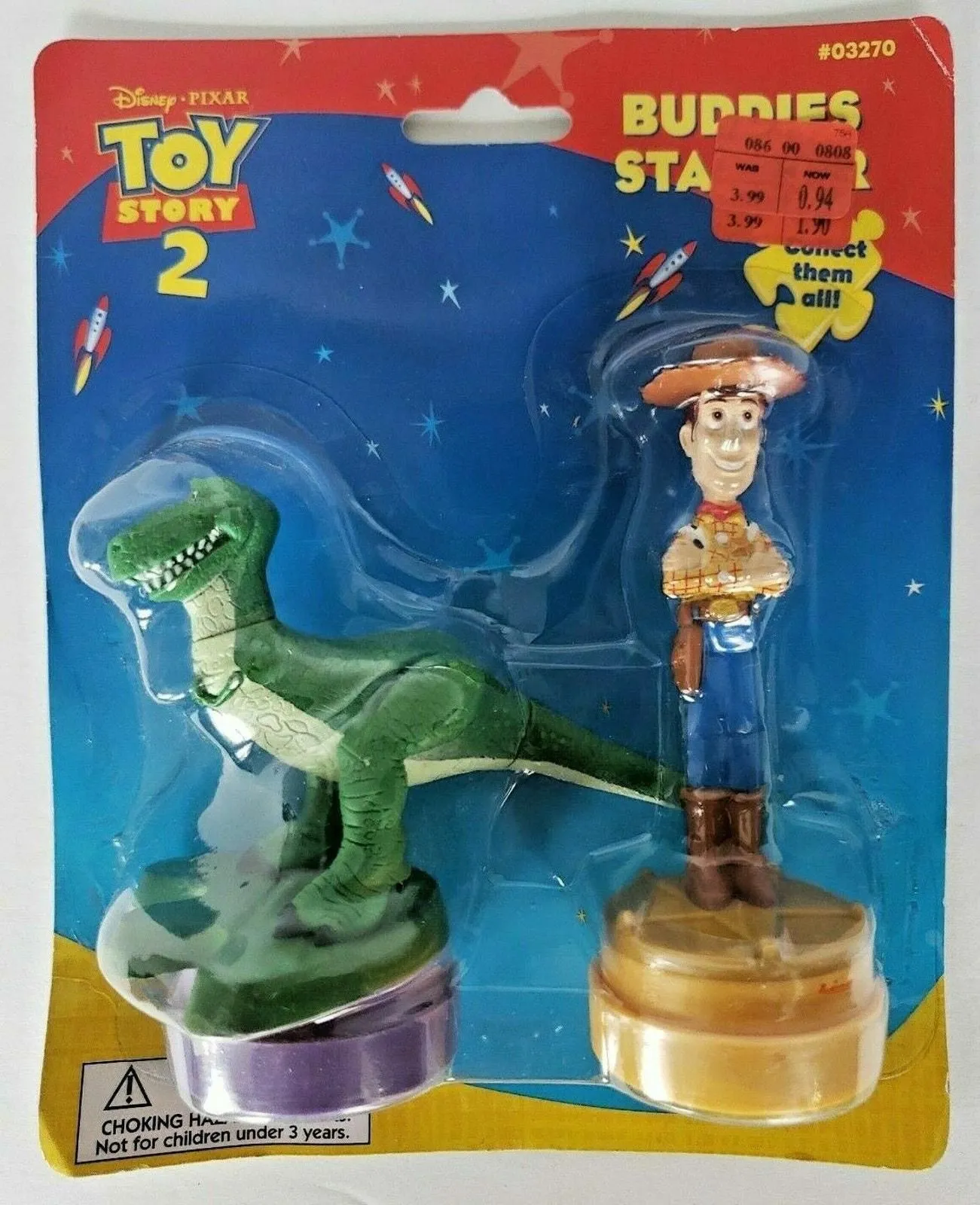 Product image for Toy Story 2 Sheriff Woody & Rex Buddies Stamper New in Package SH5