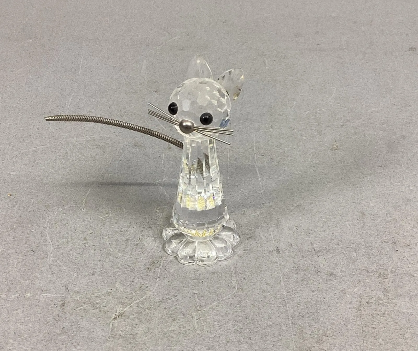 Product image for Swarovski Crystal Cat with Metal Whiskers & Flex Tail Figurine - 3”