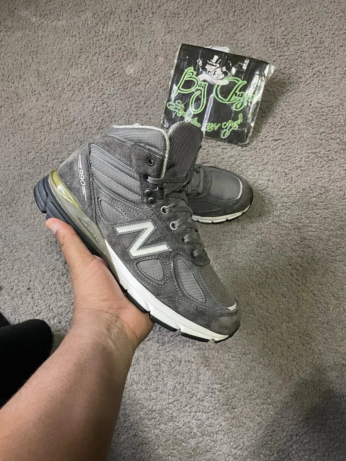 Product image for Size 9- New Balance 990v4 Mid Hi Top Made in USA Grey US MO990GR4 - New Balance