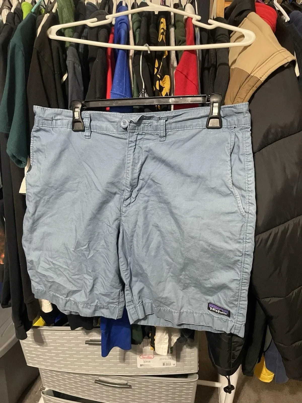 Product image for Size 32- Patagonia Cargo 100% Organic Cotton Shorts Rare Color Blue - Patagonia