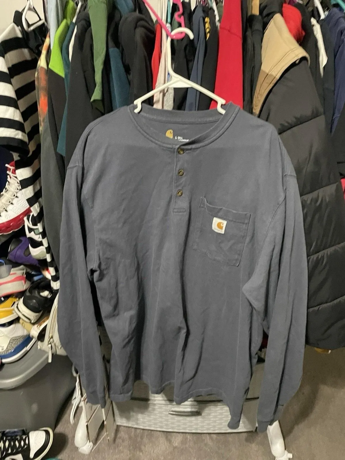 Product image for Size L-Carhartt Thermal Knit Long Sleeve T Shirt Men's Original Relaxed Fit Gray - Carhartt