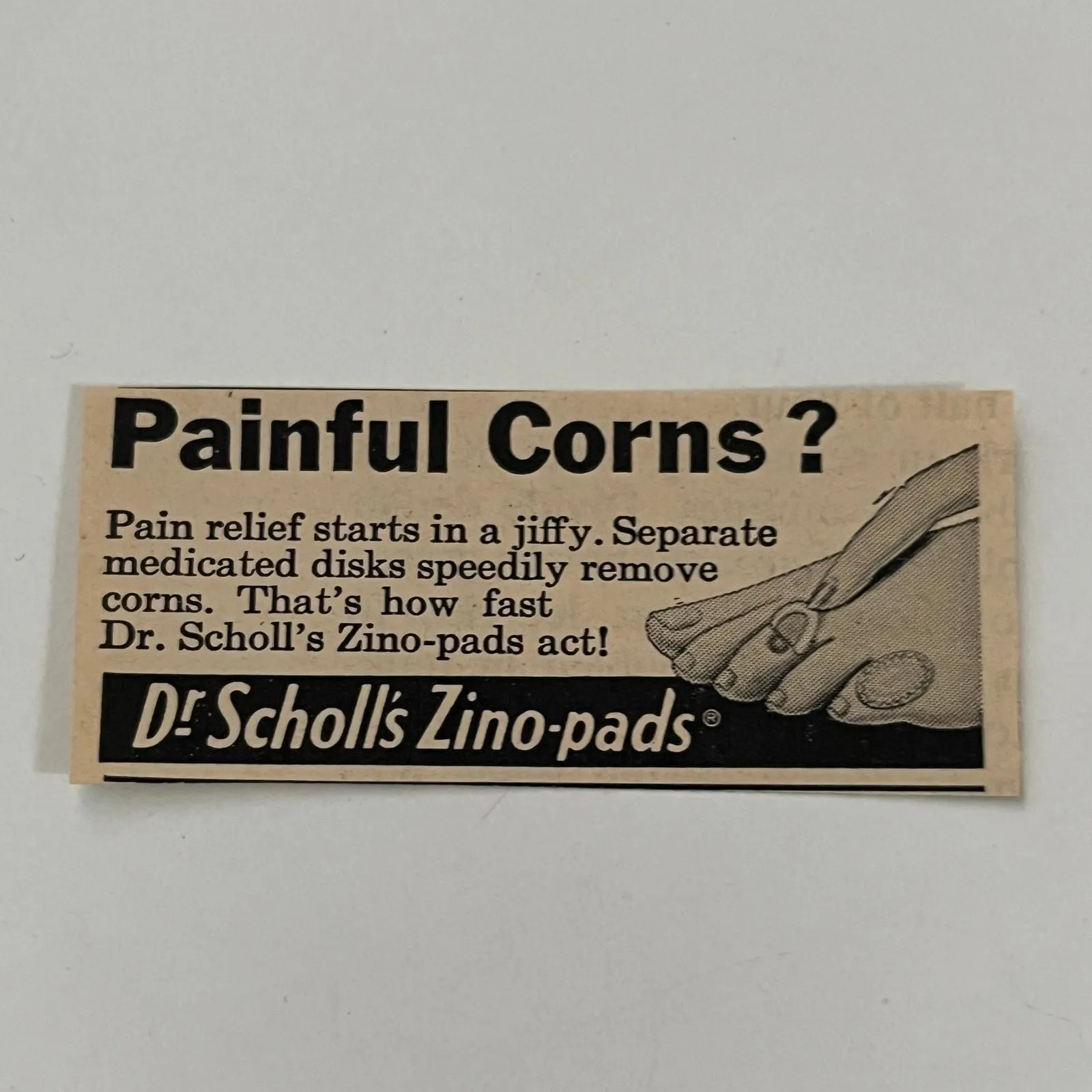 Scholl's Zino-Pads Painful Corns Pain Relief 1965 Ad SAH7-S50