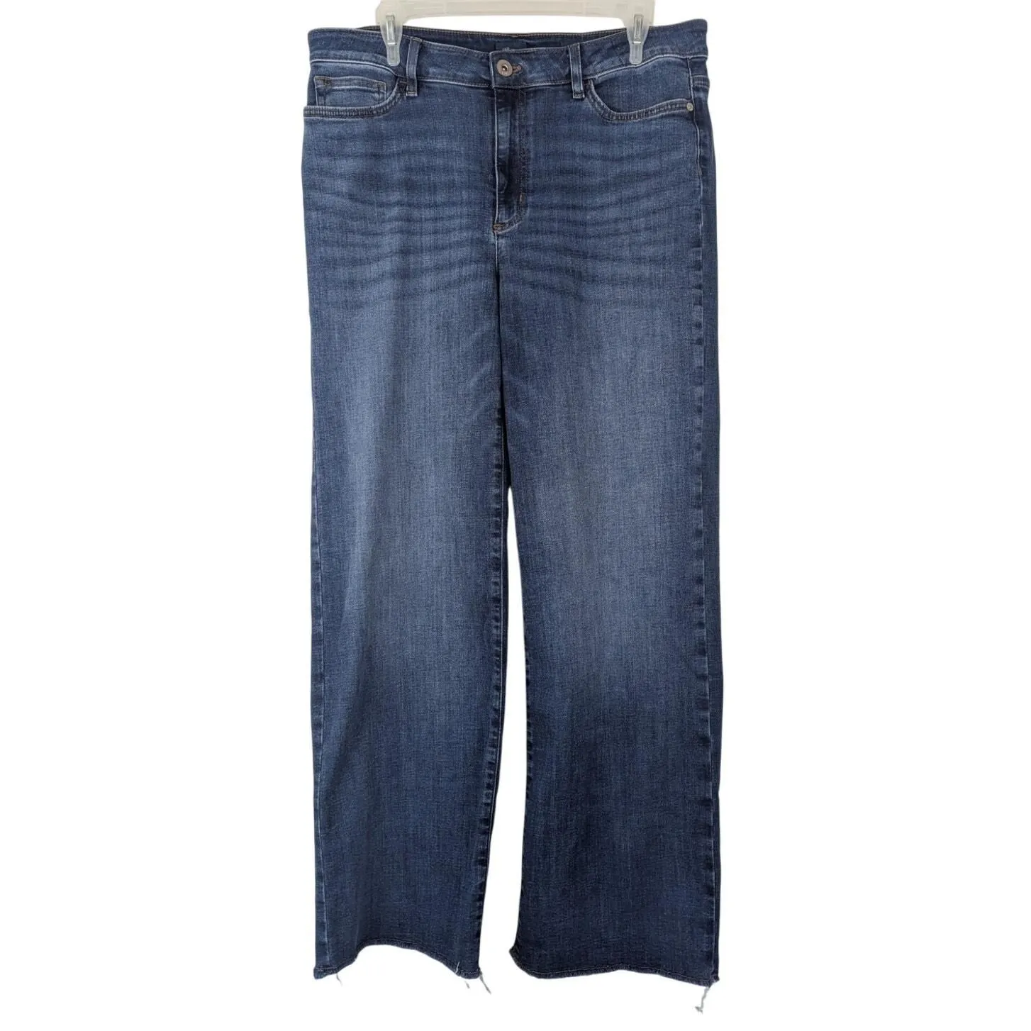 Product image for J Jill Denim Womens Wide Leg High Rise Frayed Raw Hem Jeans Size 12  - Bottoms - 12 - pre-owned---excellent - J Jill