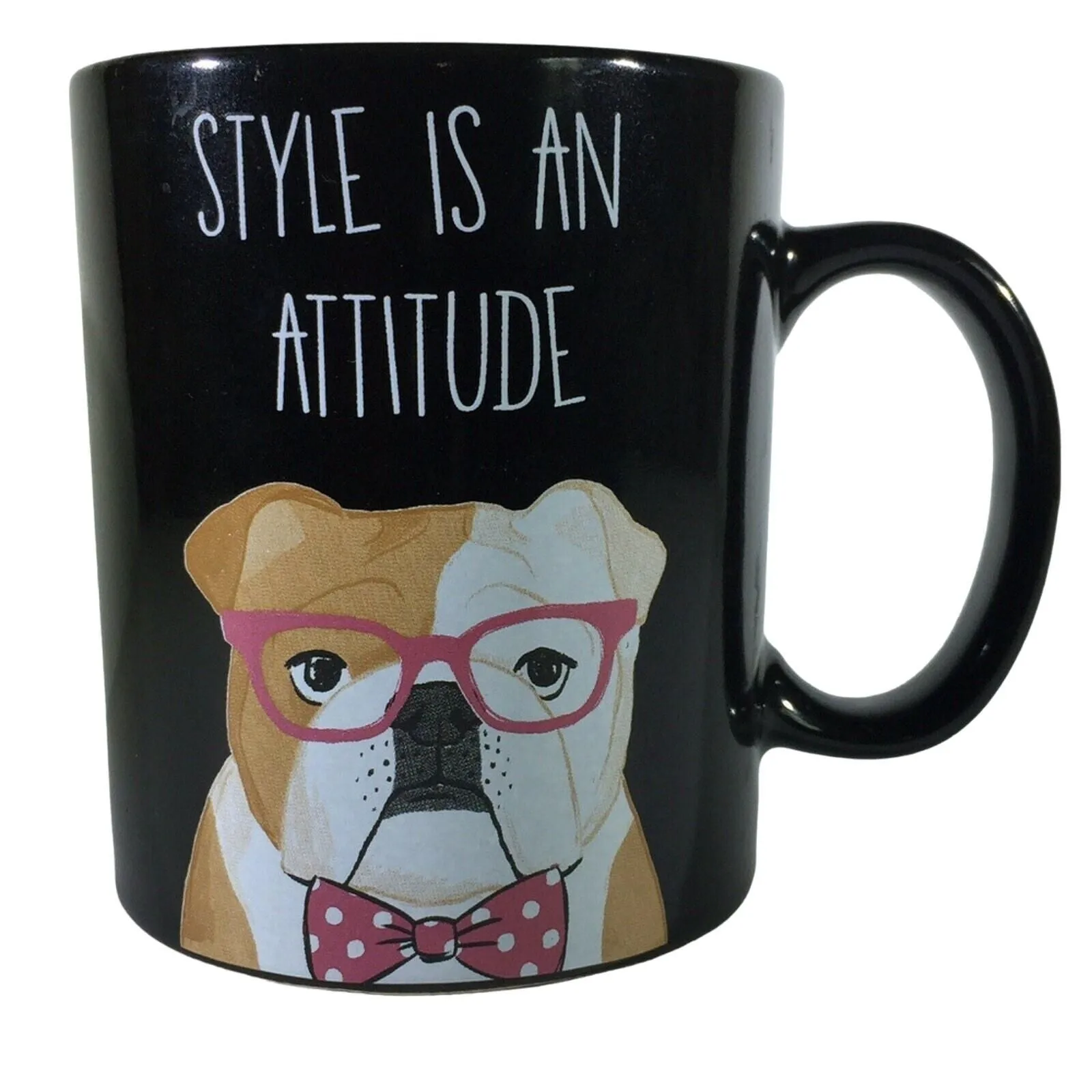 Product image for "Style is an Attitude" Fancy Bulldog Black Ceramic Coffee Tea Mug Dog Lovers - pre-owned---good