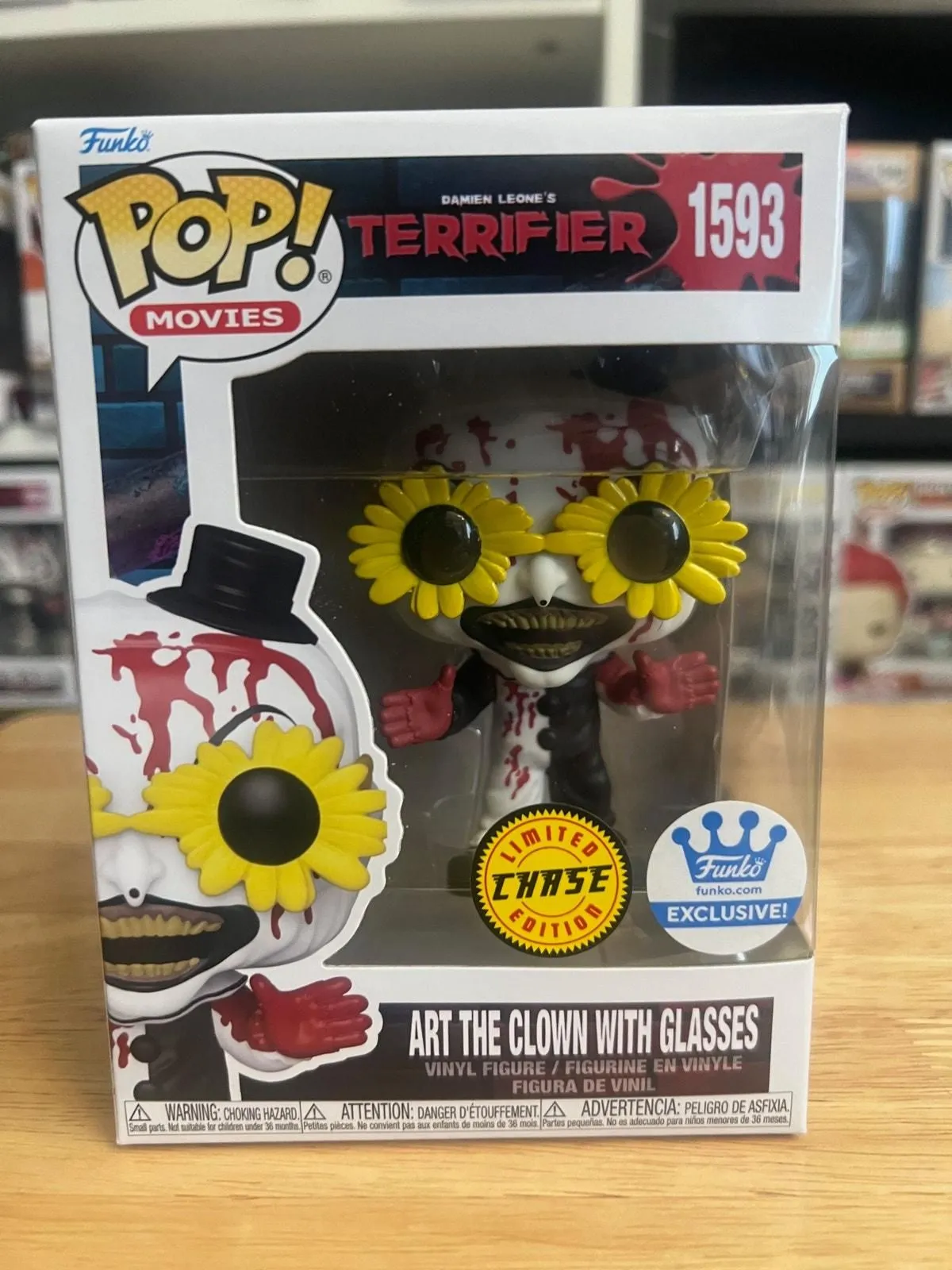 Product image for LE CHASE EXCLUSIVE BLOODY Art the Clown Glasses Funko Pop #1593 Terrifier Movies