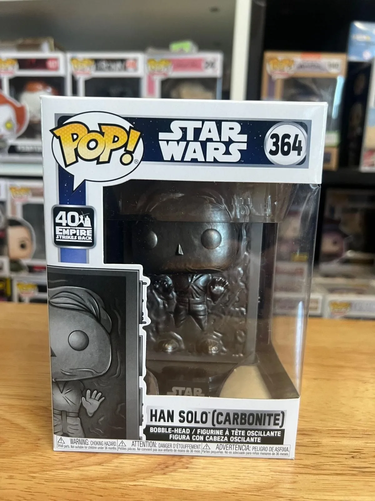 Product image for 40TH ANNIVERSARY Han Solo Carbonite Funko Pop Bobblehead #364 Star Wars Empire