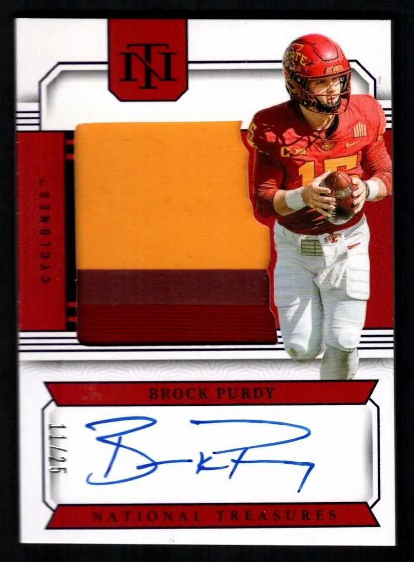 Product image for Brock Purdy 2024 Panini National Treasures #CCS-BP Sapphire /25 Patch Auto