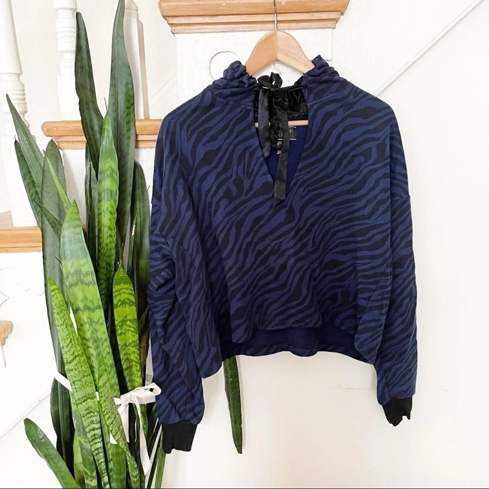 Product image for VICTORIAS SECRET blue black zebra print sweatshirt - new-without-tags - Victoria's Secret