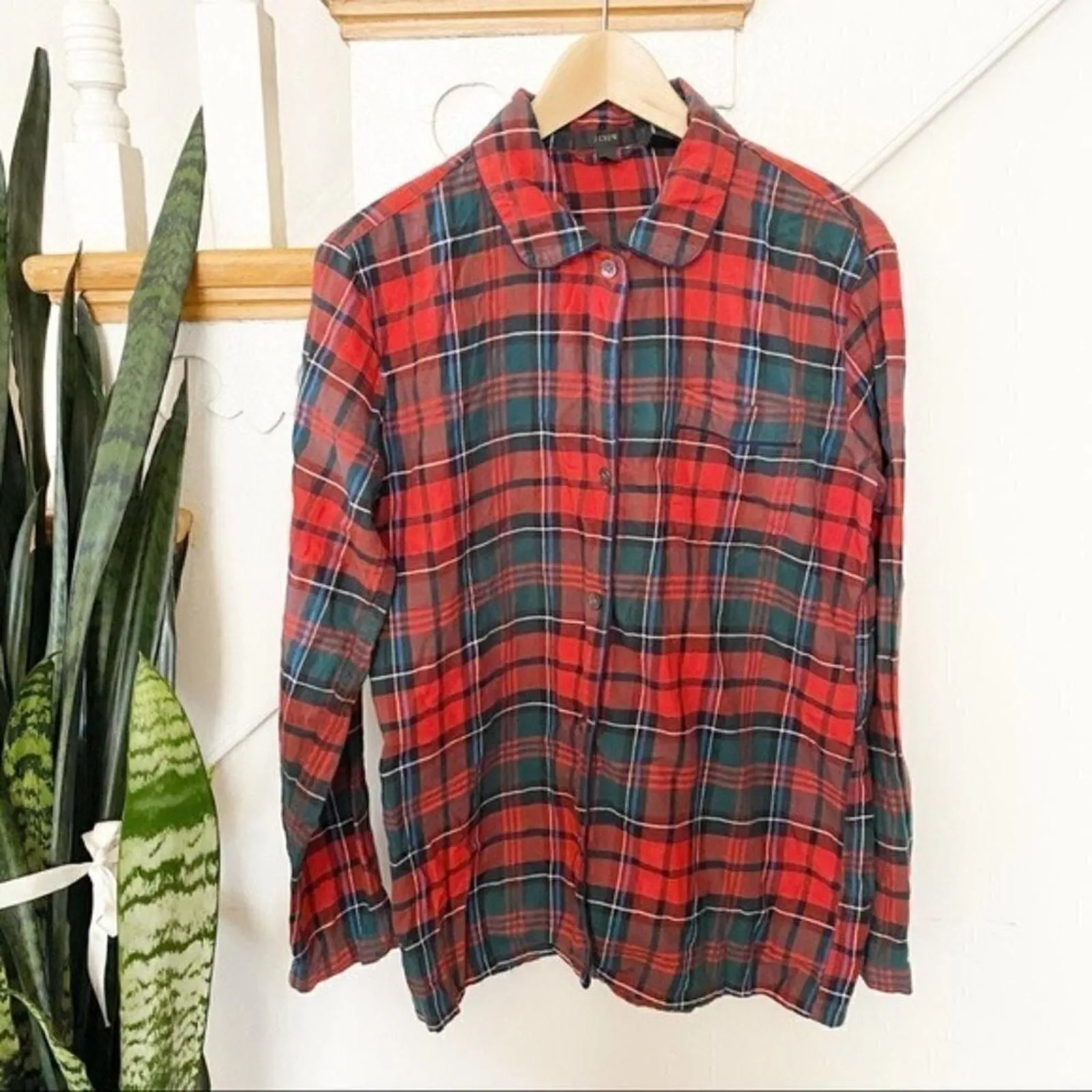Product image for J. Crew plaid pattern button front sleep shirt XS - new-without-tags - J. Crew