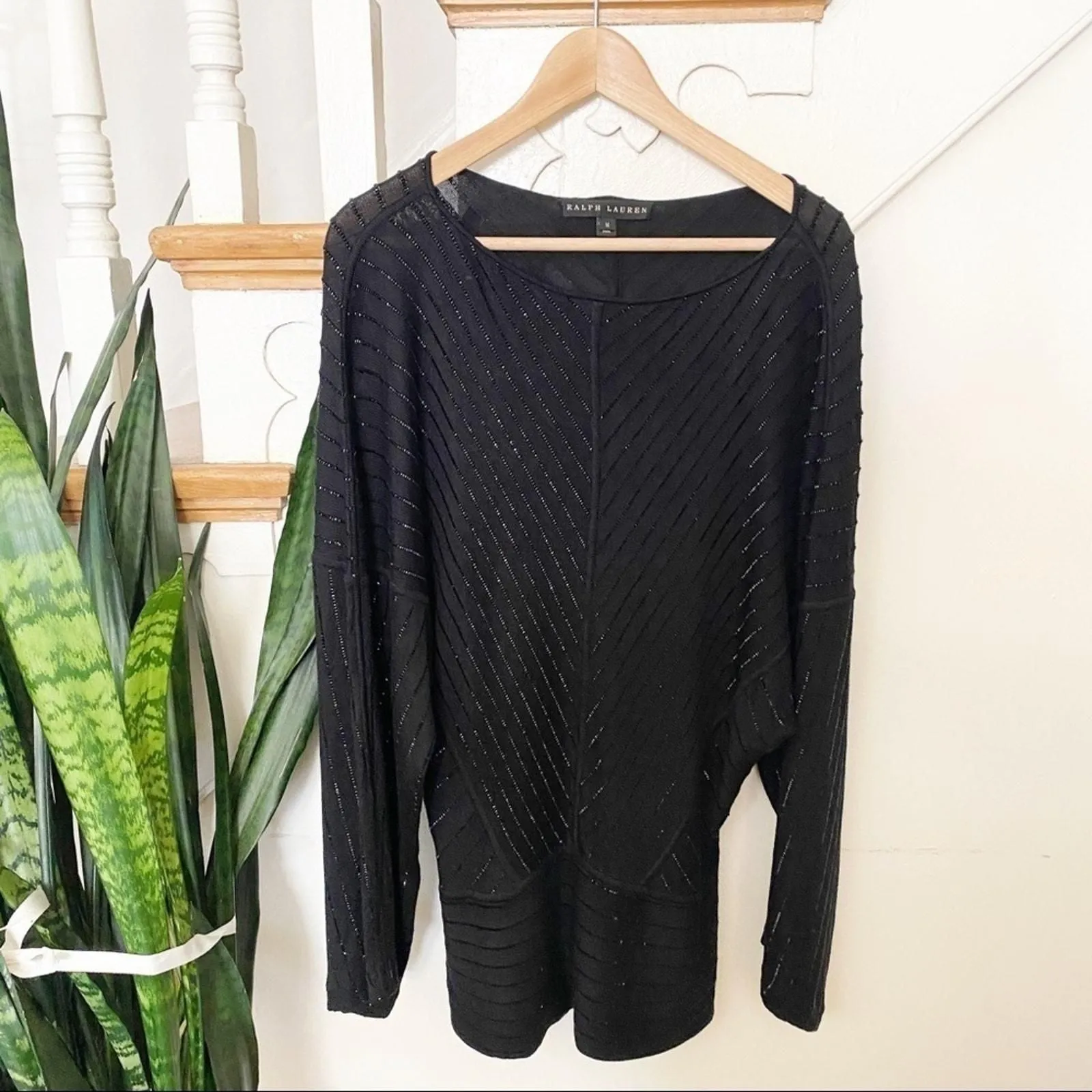 Product image for ralph lauren sparkled embellished black blouse M - new-without-tags - Ralph Lauren Black Label