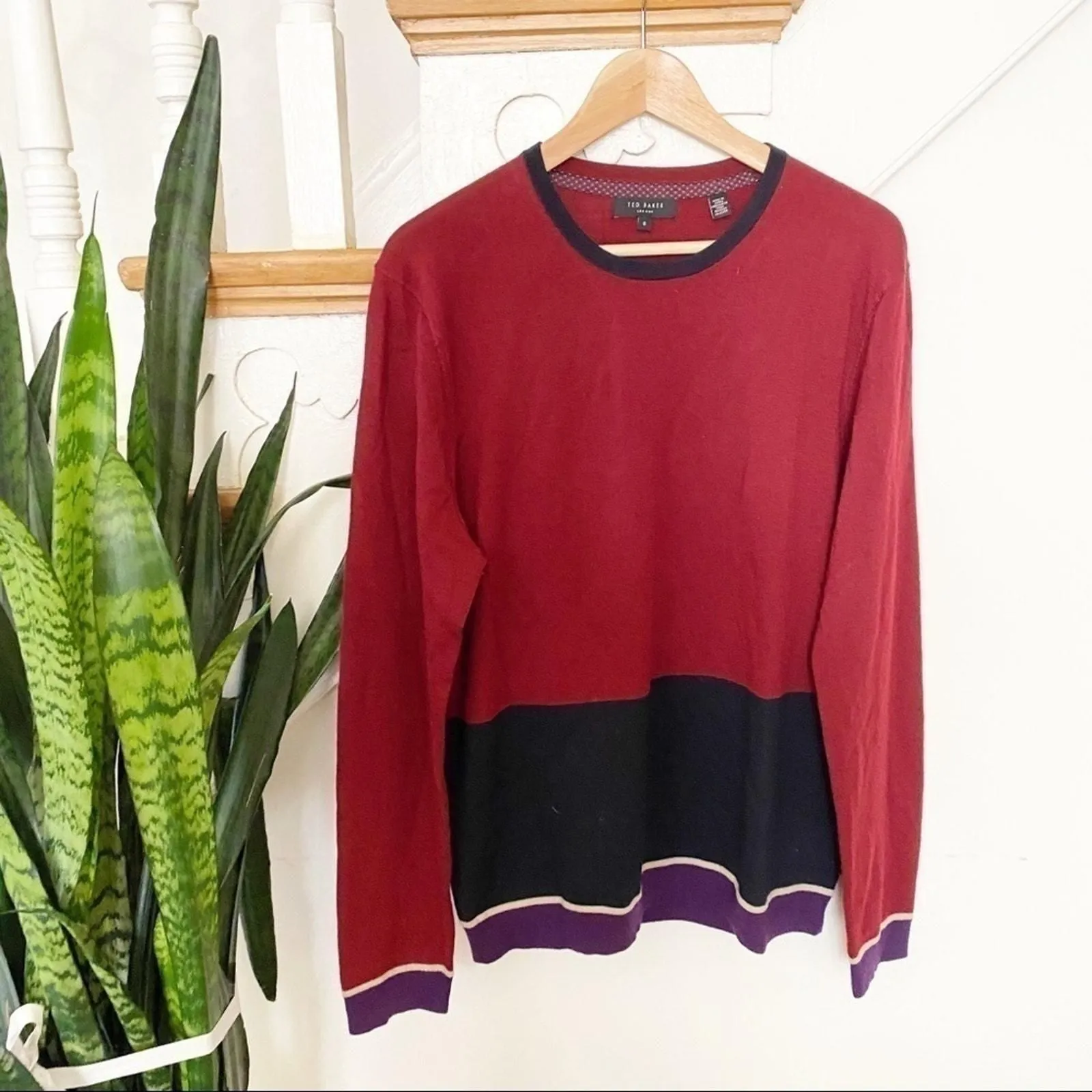 Product image for TED BAKER red black purple crew neck sweater sz 5 - new-without-tags - Ted Baker