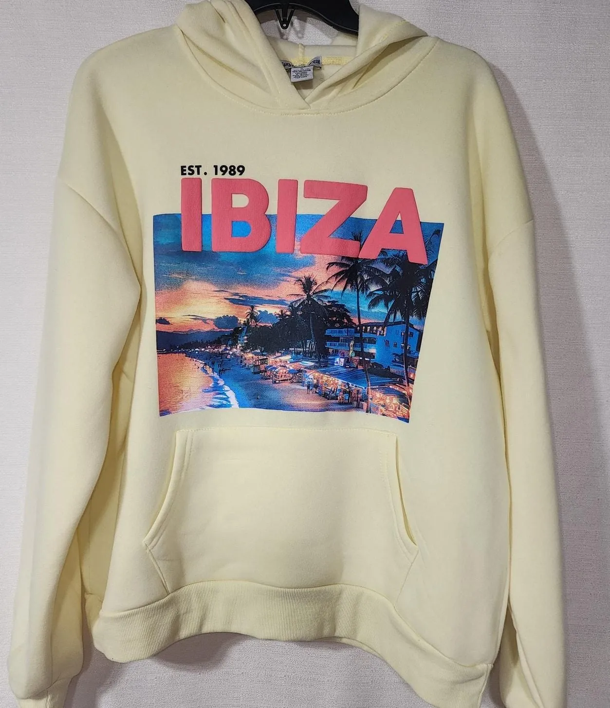 Product image for Est 1989 Ibiza yellow women's  medium size hoodie - new-with-tags - IBIZA