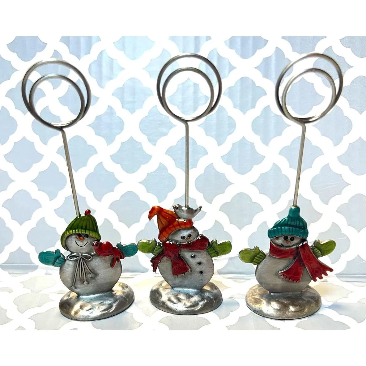 Product image for Set of 3 Snowman 4" Photo/Card Holder Pre-Loved