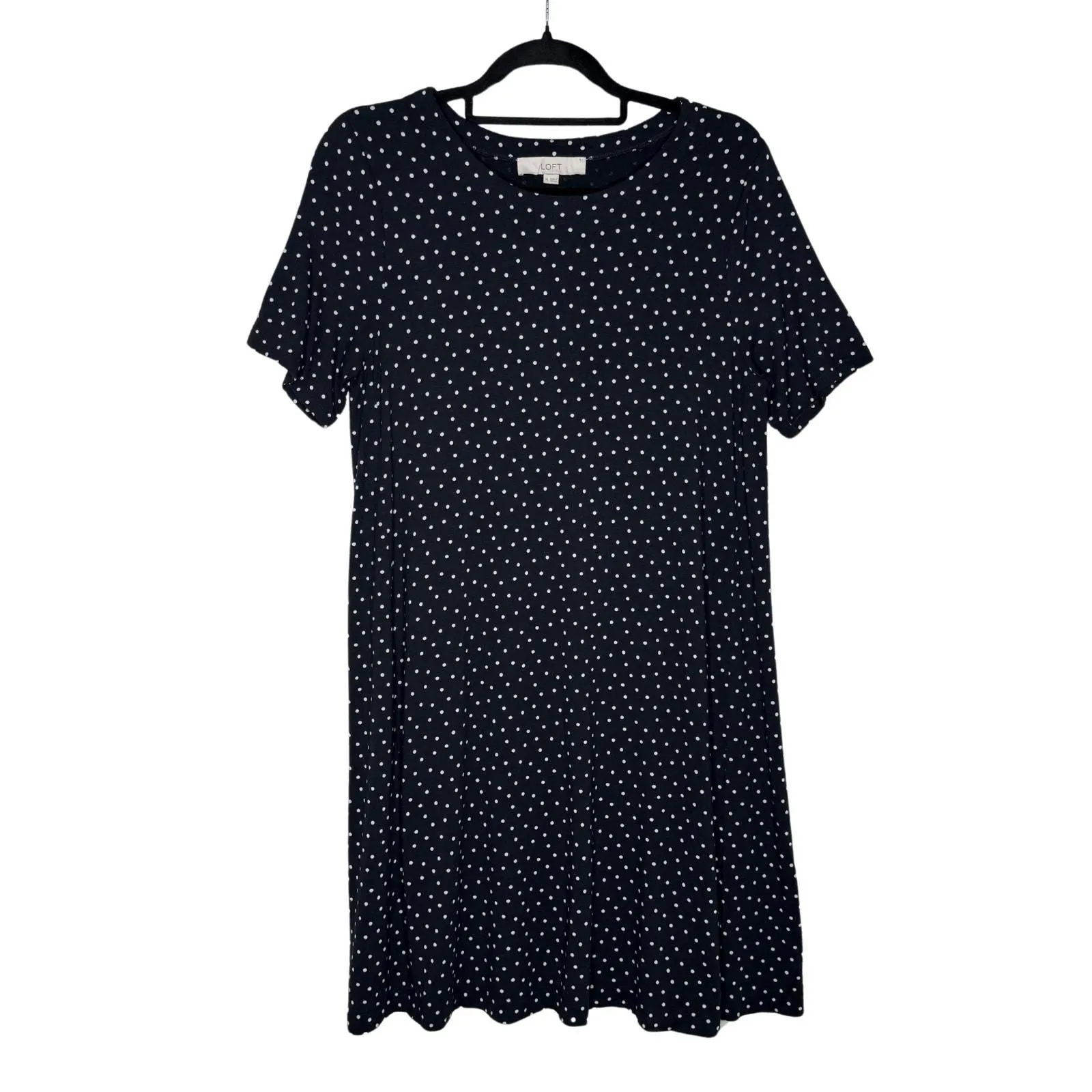Product image for LOFT Short Sleeve Polka Dot Swing T-Shirt Dress Size Medium Black White Workwear - M - Dresses - 60 - pre-owned---excellent - loft