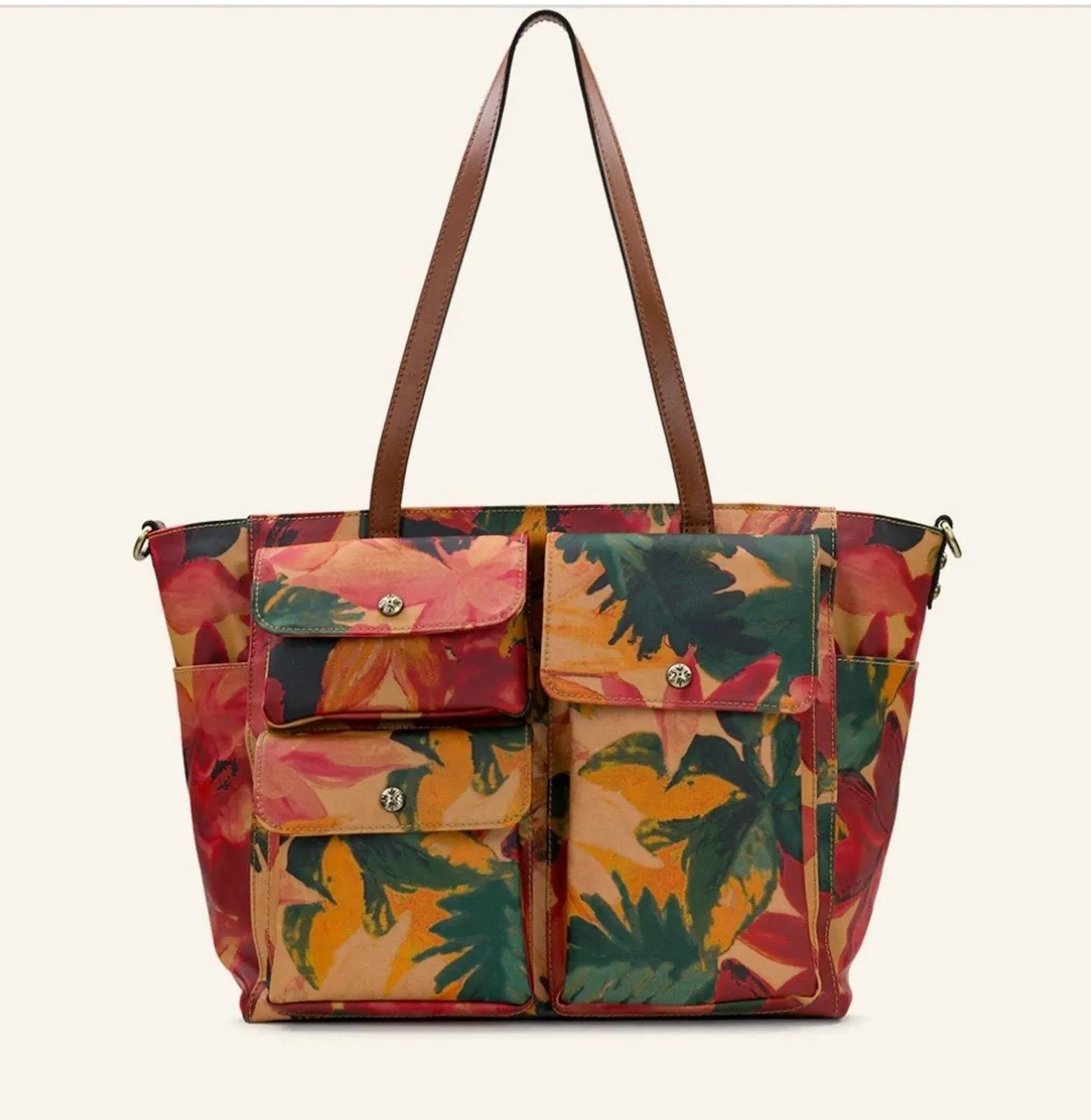 Product image for Patricia Nash Sorlana Patina Coated Linen Canvas Spring Multicolor Tote Bag NWT