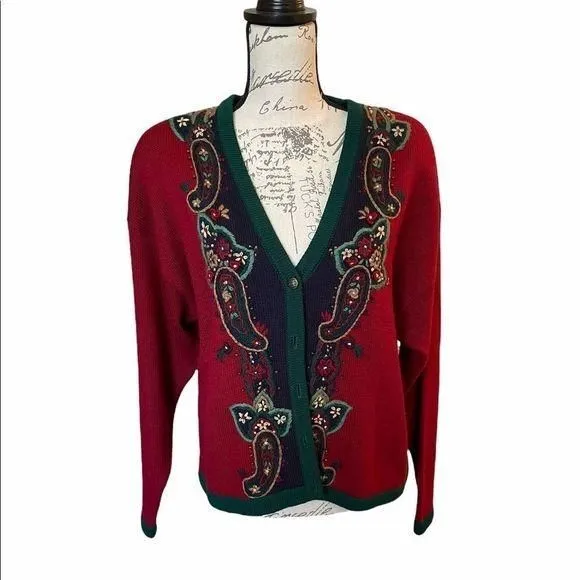 Product image for KORET rustic red cardigan size Large