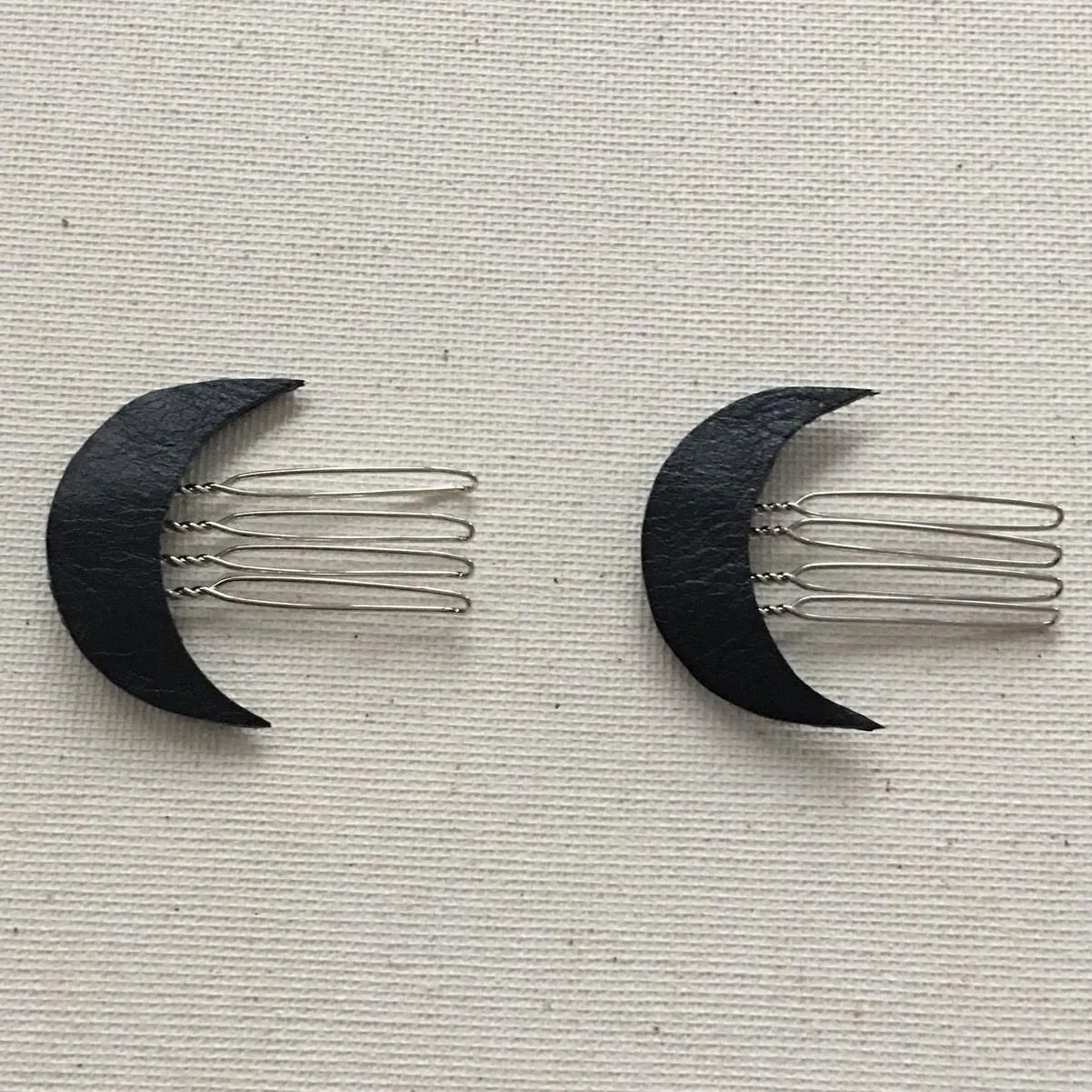 Product image for Artisan Handmade Black Crescent Moon Mini Hair Combs - new