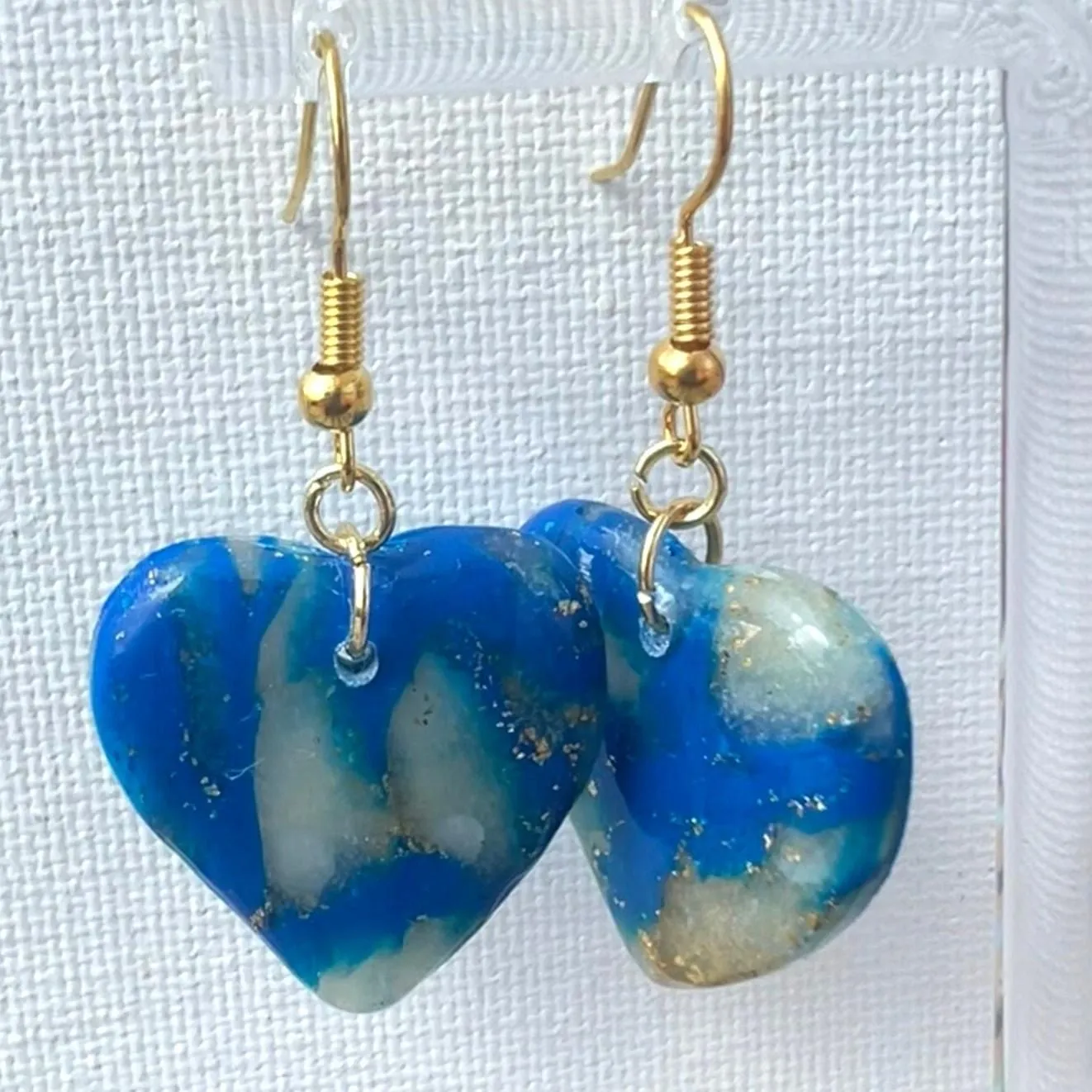 Product image for Artisan Sand & Sea Heart Clay Dangle Earrings – 1.75" Length - Earring - Stainless Steel - new