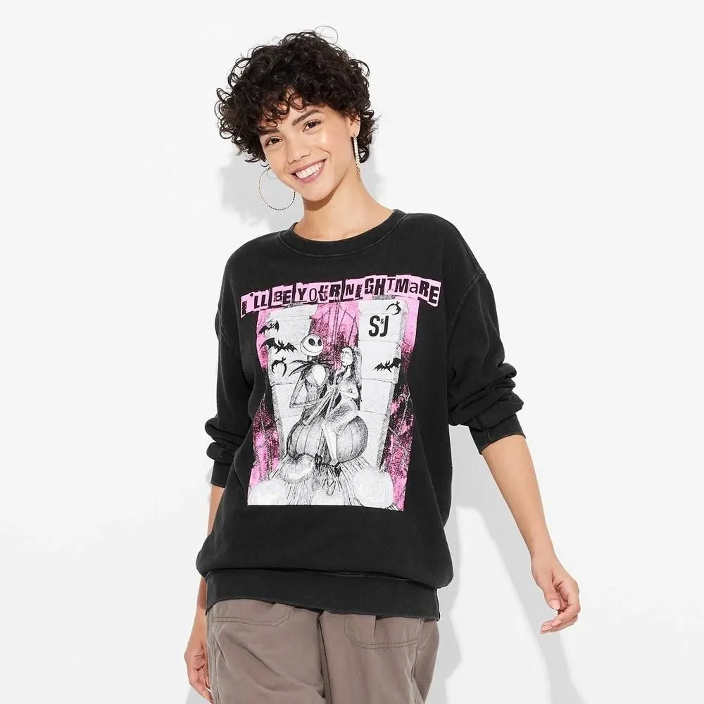 Product image for Women's Nightmare Before Christmas I'll Be Your Nightmare Graphic Sweatshirt - Black XS