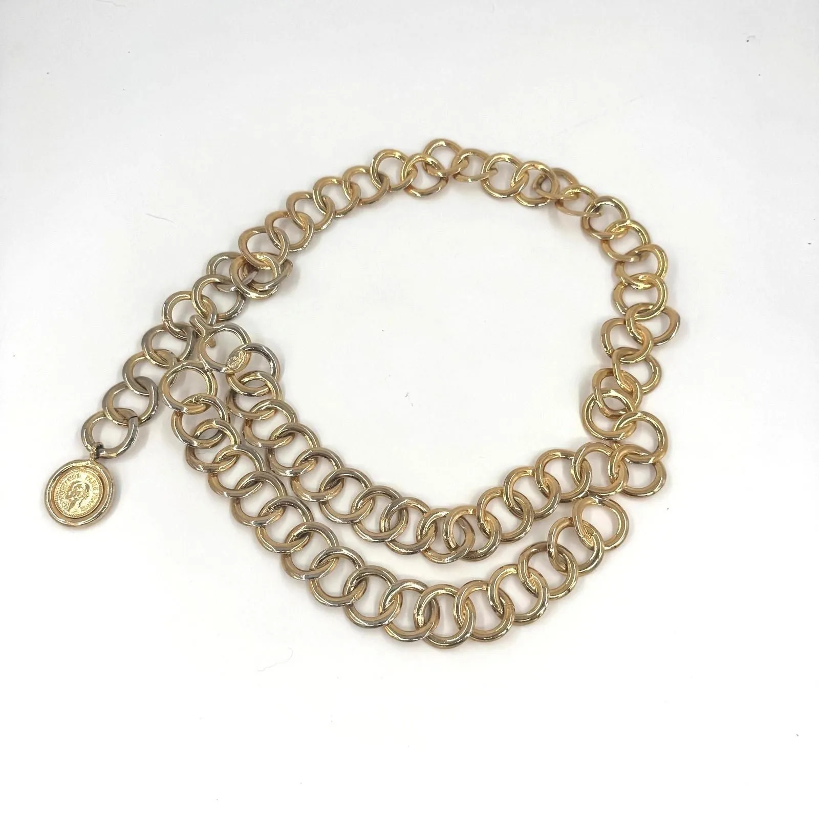 Product image for Chanel Vintage Chunky Double Strand Medallion Chain Belt 35" Authentic CoA