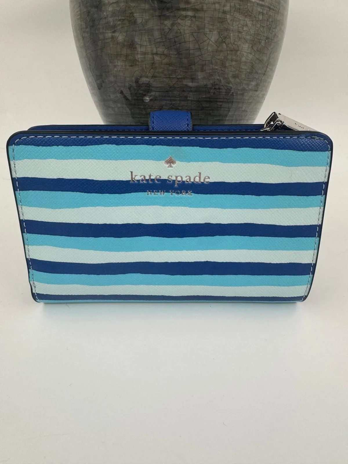 Product image for Kate Spade Blue Stripe Schuyler Wave Wallet NWT MSRP 199.99