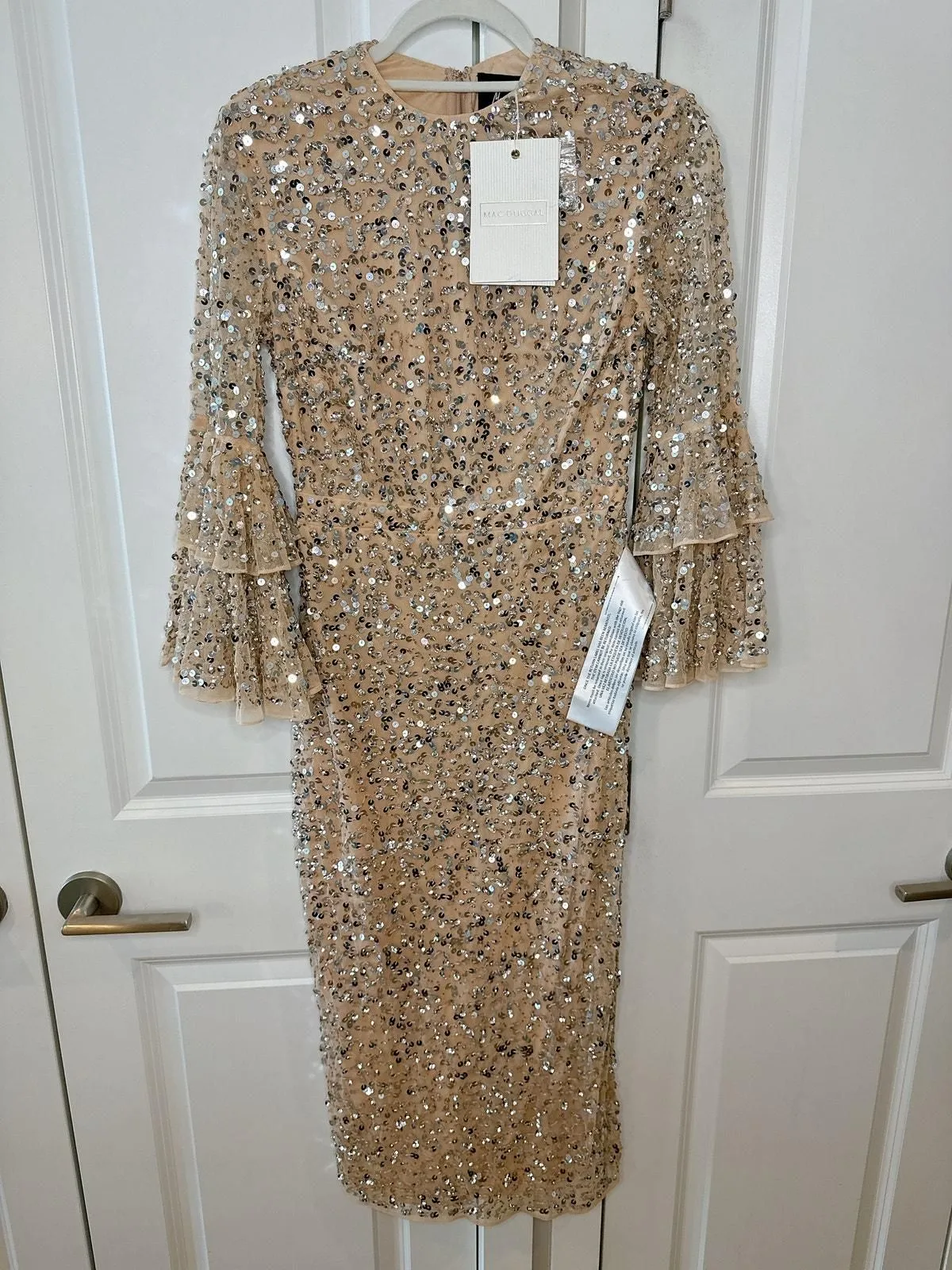Product image for MAC DUGGAL -NWT- Beaded Tiered Cuff Sleeve Dress | 4 - pre-owned---good - Mac Duggal