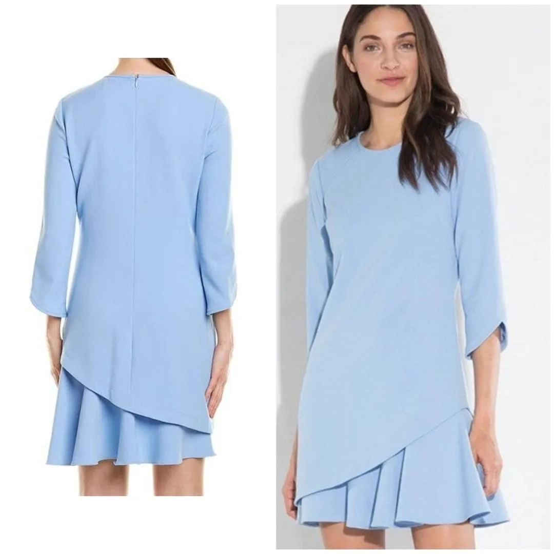 Product image for SHOSHANNA Verona Double Hem Sky Blue Ruffle Crepe Dress | 8 - pre-owned---excellent - Shoshanna