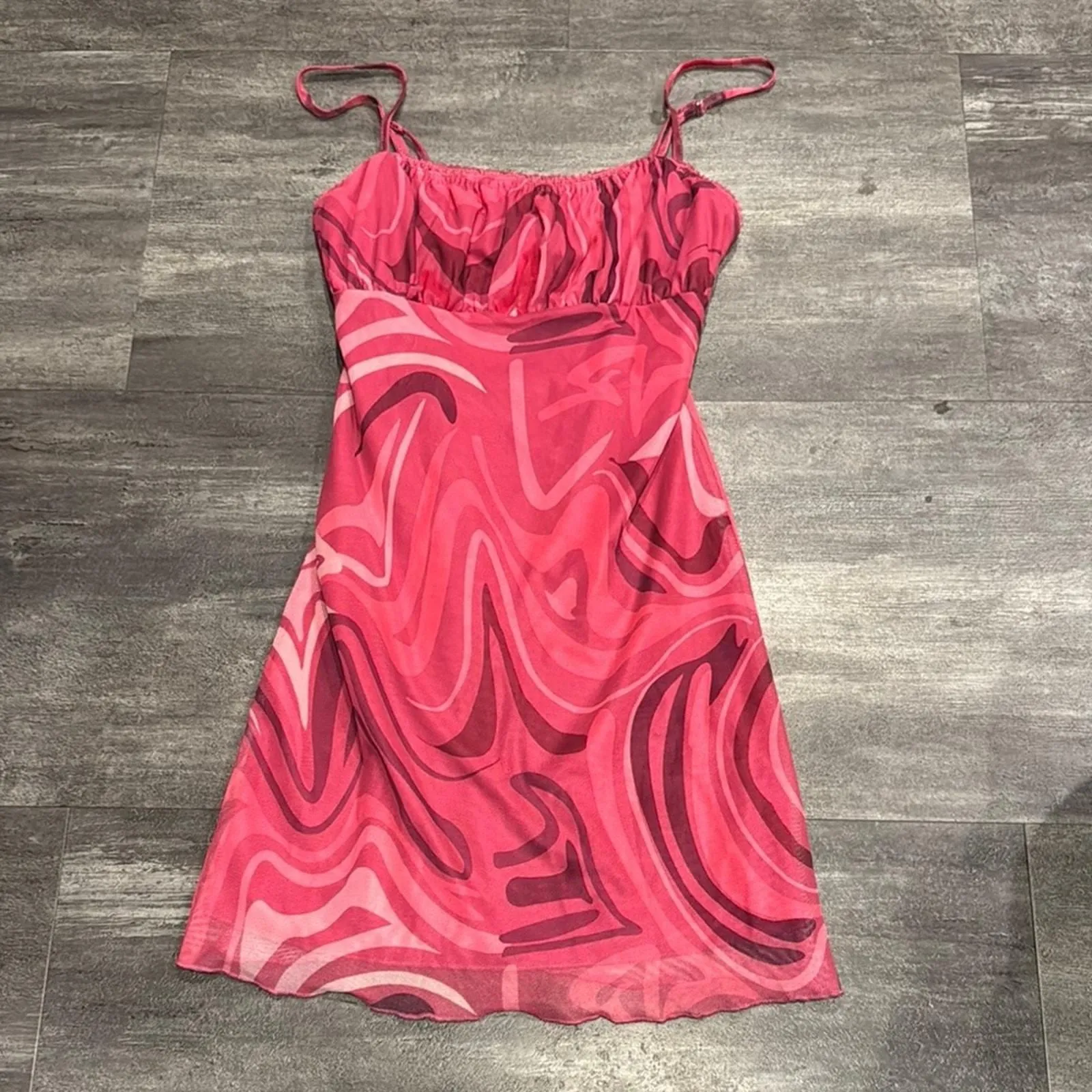 open lace back dress Tein Strapless Mini Dress Pink / Orange