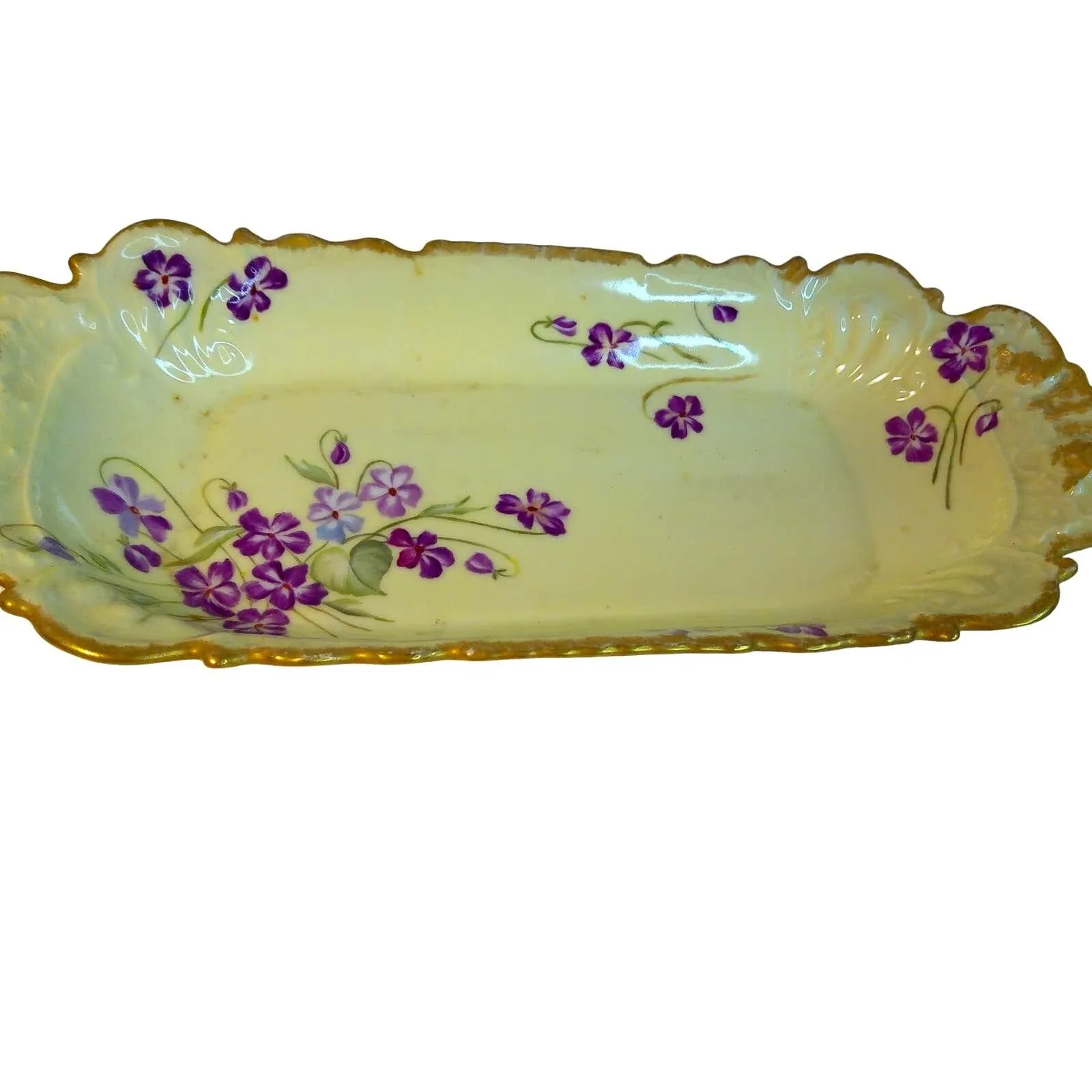 Product image for Antique Limoges Florence T&V France 1890 Victorian Floral Gilded Tray