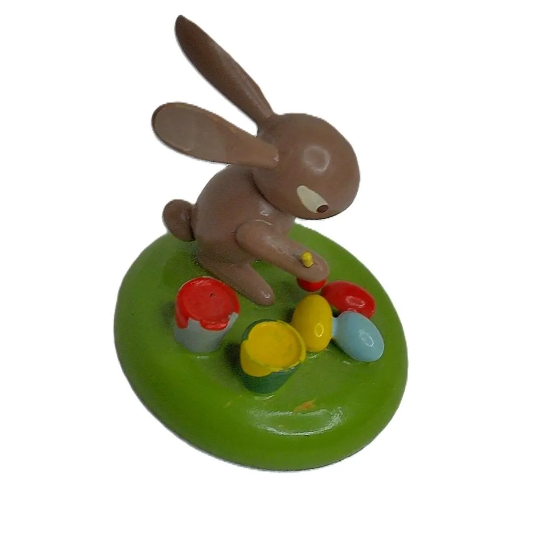 Product image for Vintage German Erzgbirge Bunny Rabbit Painting Eggs READ - No - Vintage (pre 2000) - fair