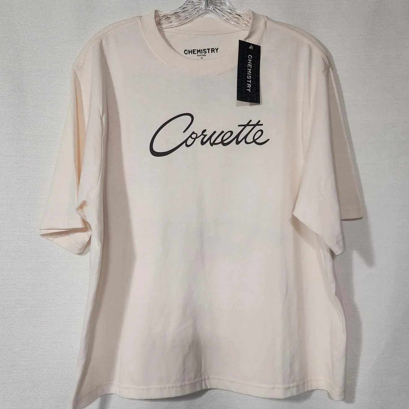 Product image for Corvette size medium men's white shirt faded NWT - new-with-tags - GM